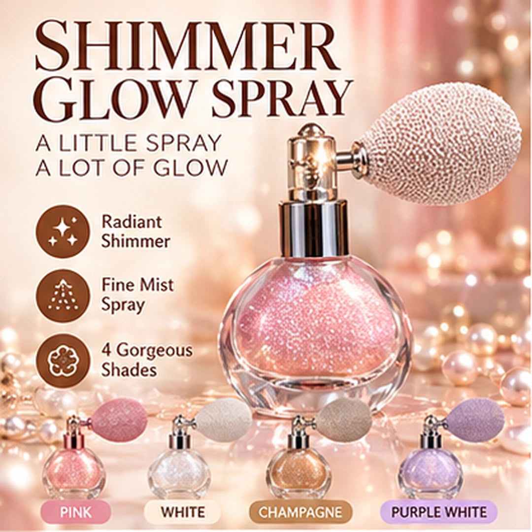 Vintage Squeeze-Bulb Shimmer Glow Spray – Fine Mist Sparkle in 4 Shades