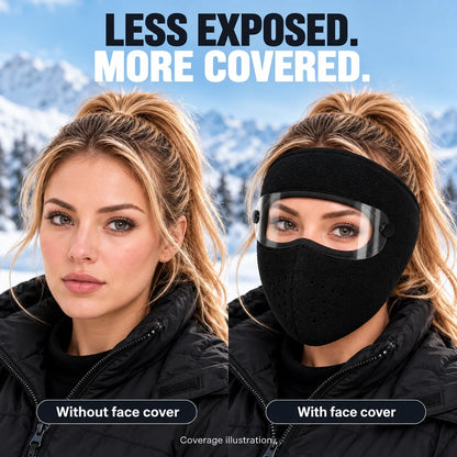 Winter Thermal Fleece Face Mask 2 Pack – Windproof Full Face Cover with Detachable Goggles