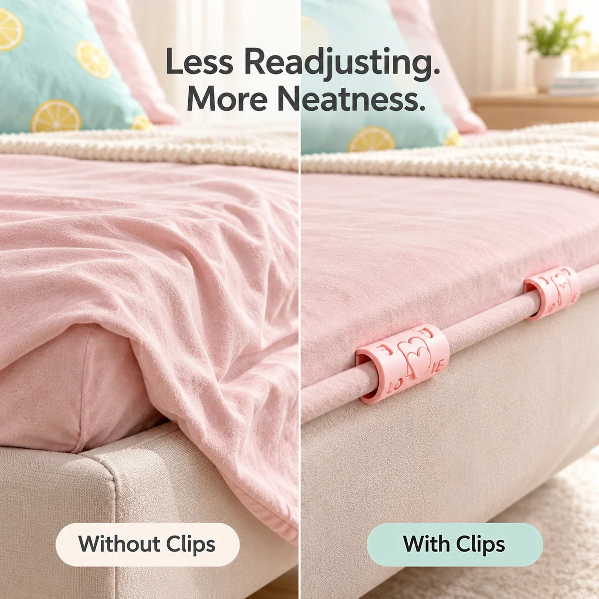 Adjustable Bed Sheet Clips — Heart-Lock Grippers to Help Keep Sheets in Place