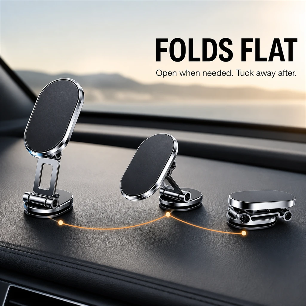 Foldable Magnetic Car Phone Mount | 6 N52 Magnets