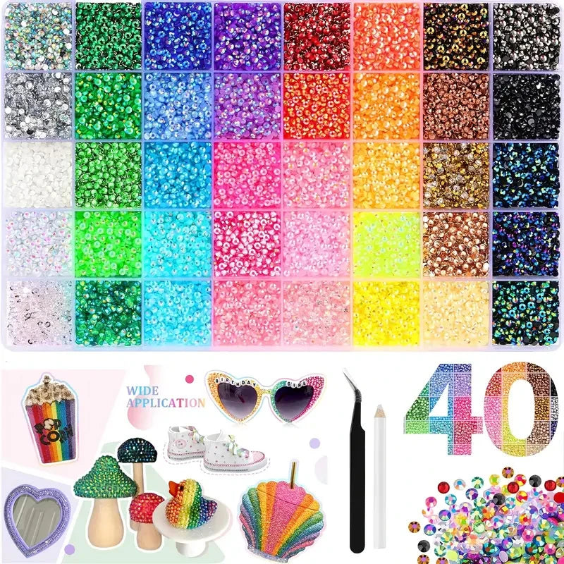 Rhinestone Bedazzling Kit – 40 Colors, Approx. 25K Pieces