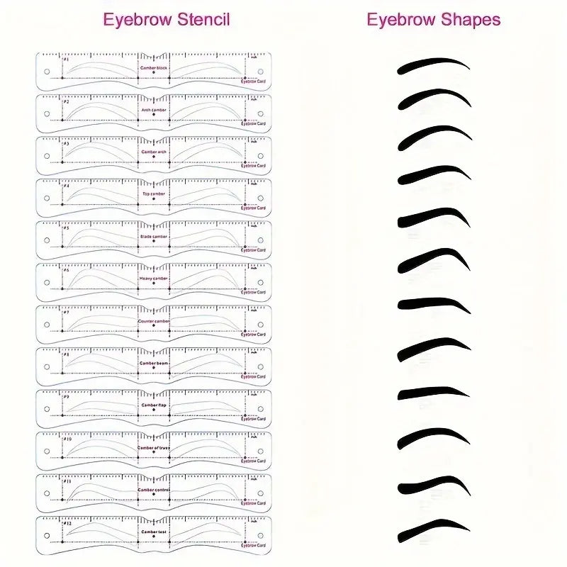 ✨ 12-Shape Reusable Eyebrow Stencil Kit – Easy Brow Shaping for Beginners & Pros