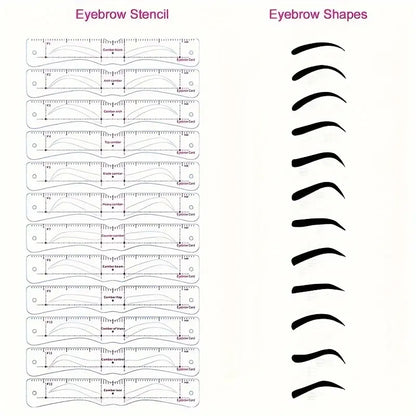 ✨ 12-Shape Reusable Eyebrow Stencil Kit – Easy Brow Shaping for Beginners & Pros