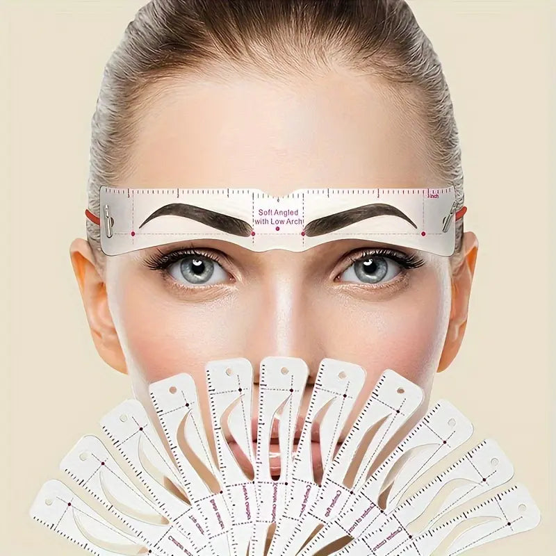 ✨ 12-Shape Reusable Eyebrow Stencil Kit – Easy Brow Shaping for Beginners & Pros