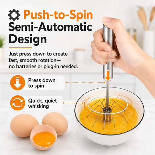 ⚙️Stainless steel semi-automatic rotary whisks - suitable for whipping coffee and eggs