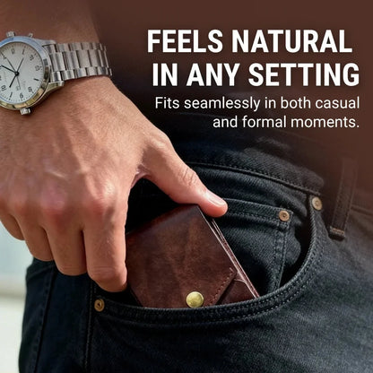 Vintage Leather Wallet with Pen Holder | Compact EDC |  Free A Pen