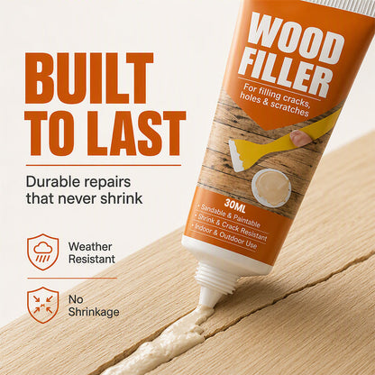 🔥 Fix Scratches & Holes in Seconds! Heavy-Duty Wood Filler Paste with Scraper Tool 🛠️🪵