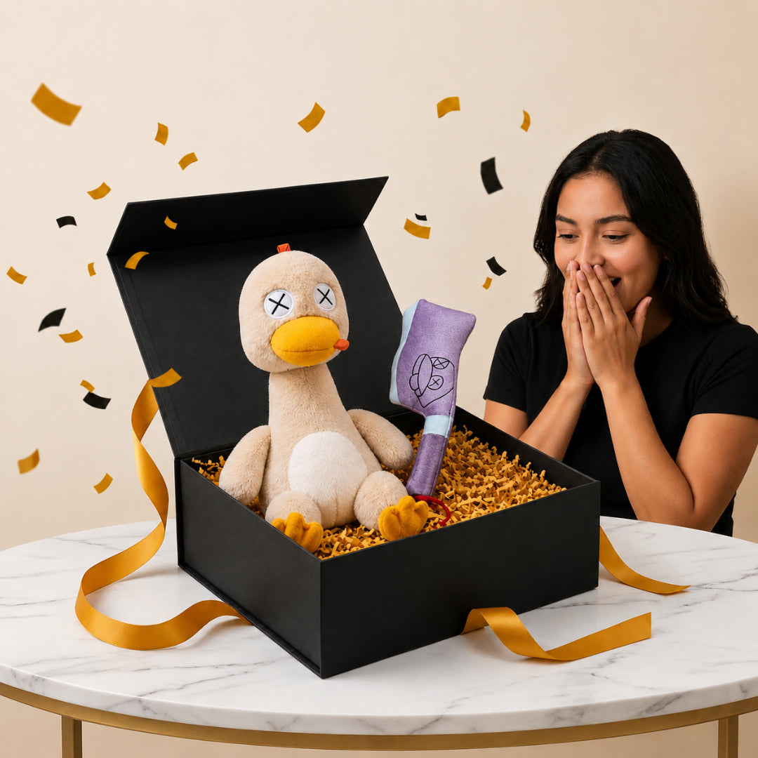 Magnetic Snap-Apart Duck Plush with Mini Axe | Funny Desk Fidget Toy & Gift