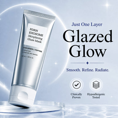 🔥 Instant Glass Skin! PDRN Exosome Peel-Off Glaze Mask with Silicone Brush 💎