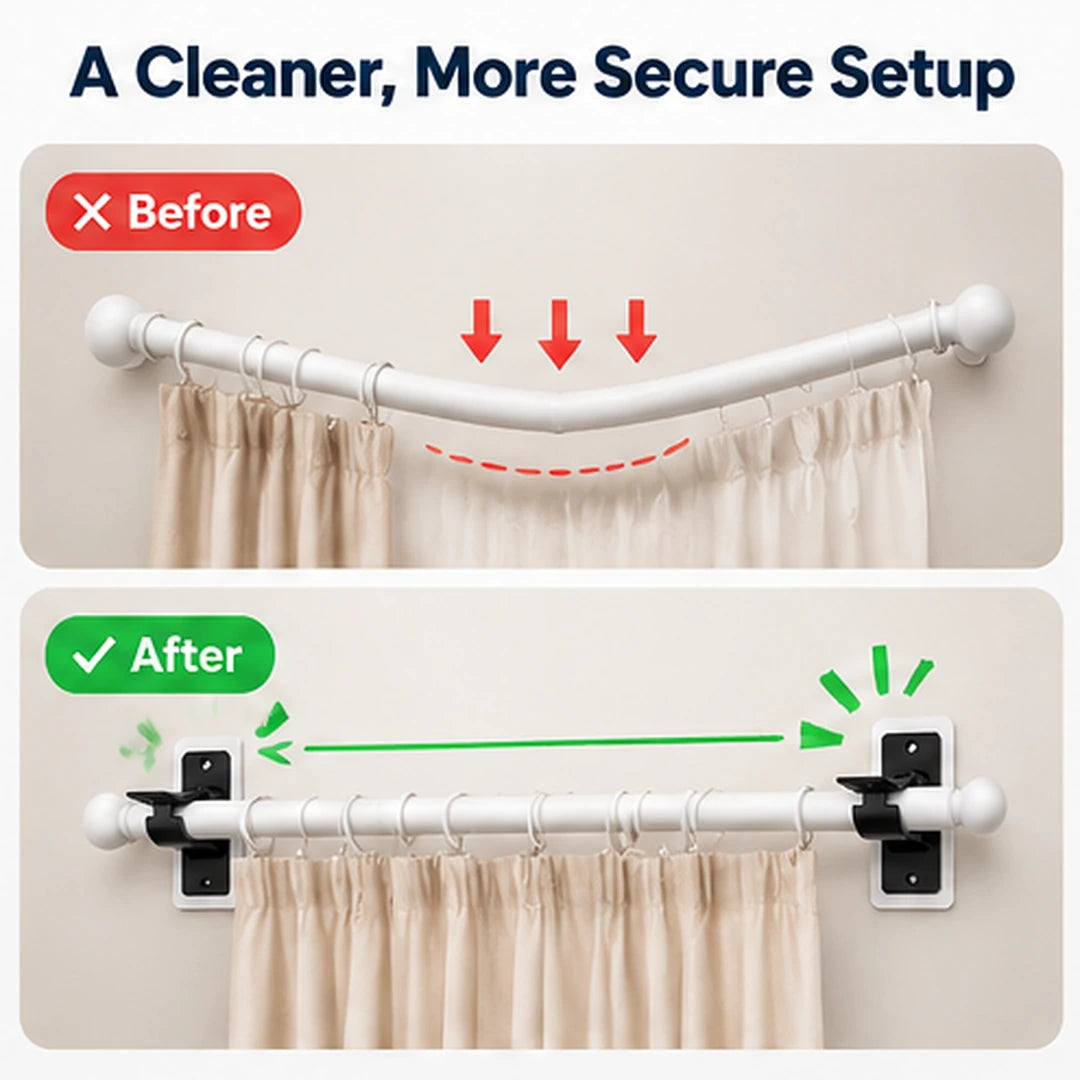 No-Drill Self Adhesive Curtain Rod Brackets
