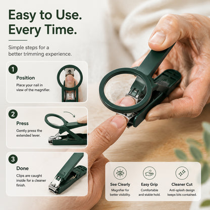 🔍Magnifying Precision Nail Clipper with Anti-Splash Guard & Easy Grip
