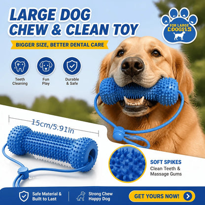 Adjustable neck strap dog tooth cleaning chew stick