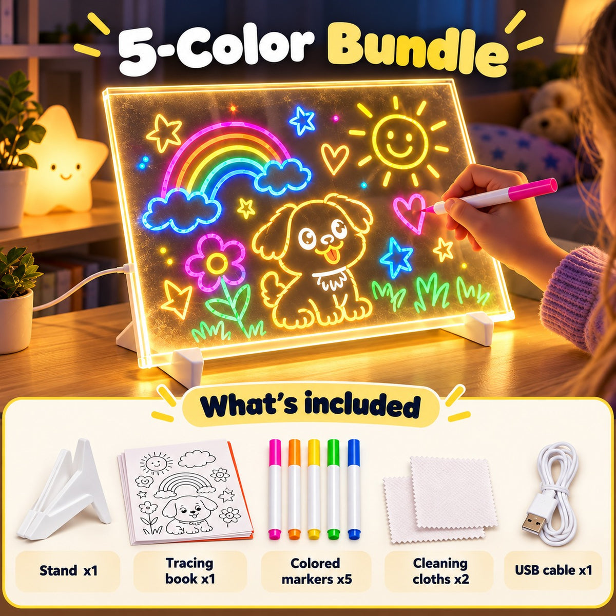🎨✨ Magic LED Drawing Board for Kids – Glow, Trace & Erase