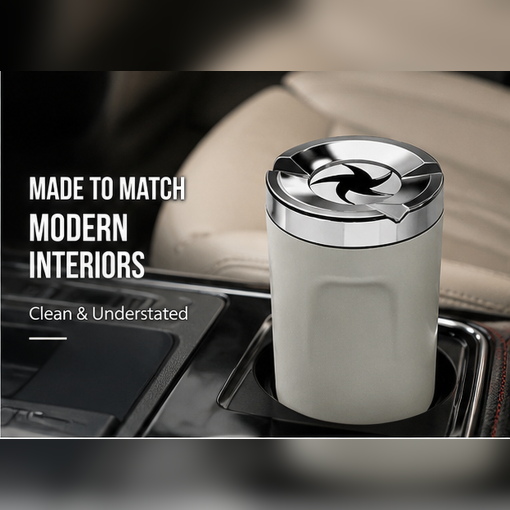 🌀 Rotating Lid Car Ashtray 🖤 Stylish Car Interior Ashtray