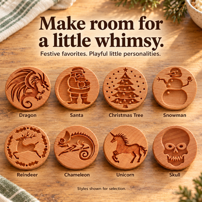 Cozy Impressions – Handcrafted Wooden Cookie Stamp Collection