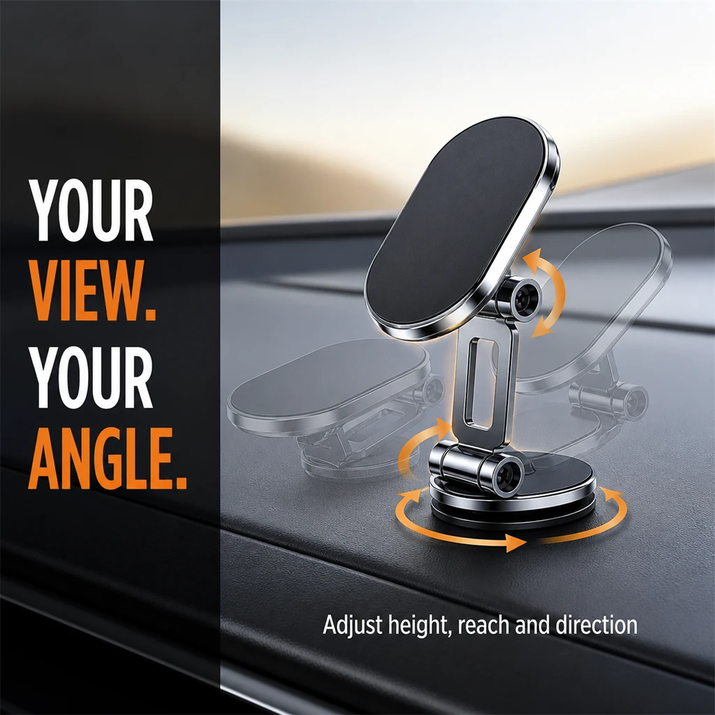 Foldable Magnetic Car Phone Mount | 6 N52 Magnets