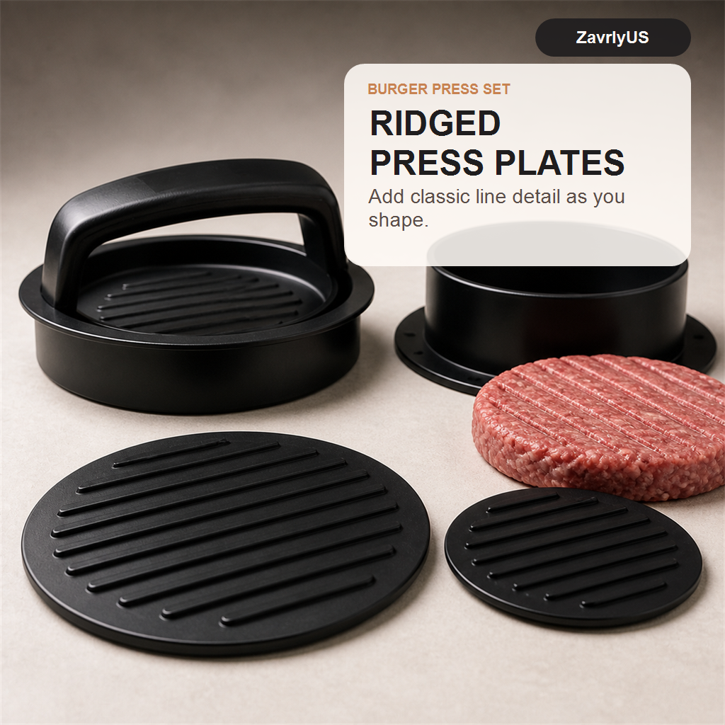 Large and small ridged plates from the burger press set