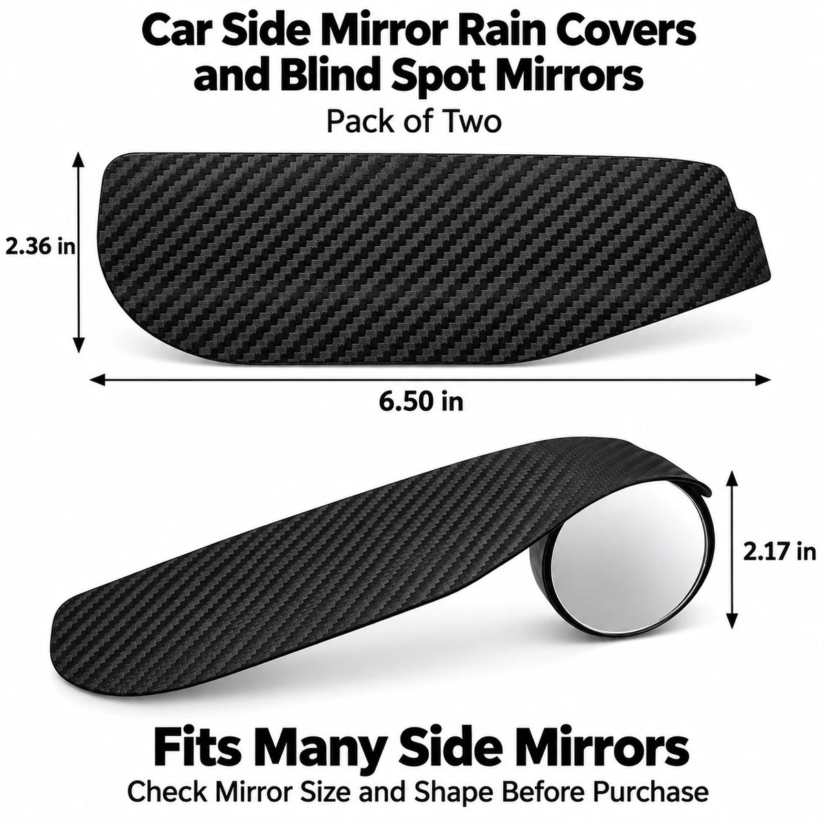 Side Mirror Rain Guards With Adjustable Blind Spot Mirrors