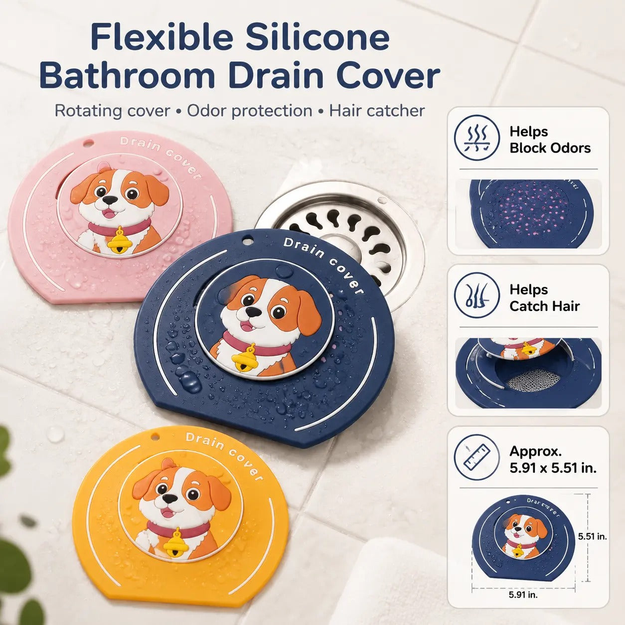 Silicone bathroom drain cover size and product details