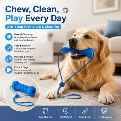 Adjustable neck strap dog tooth cleaning chew stick