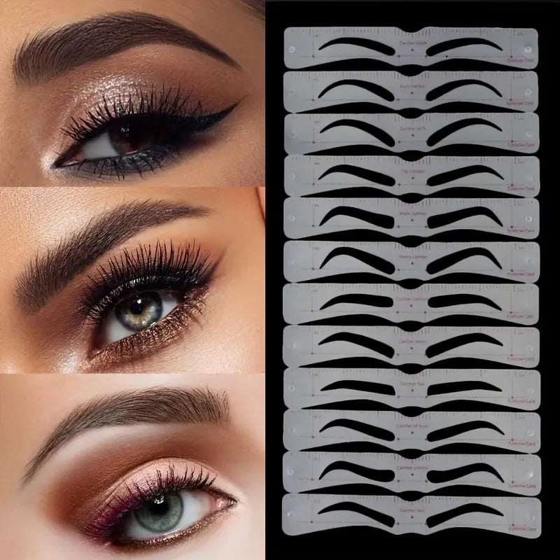 12 different eyebrow stencil shapes