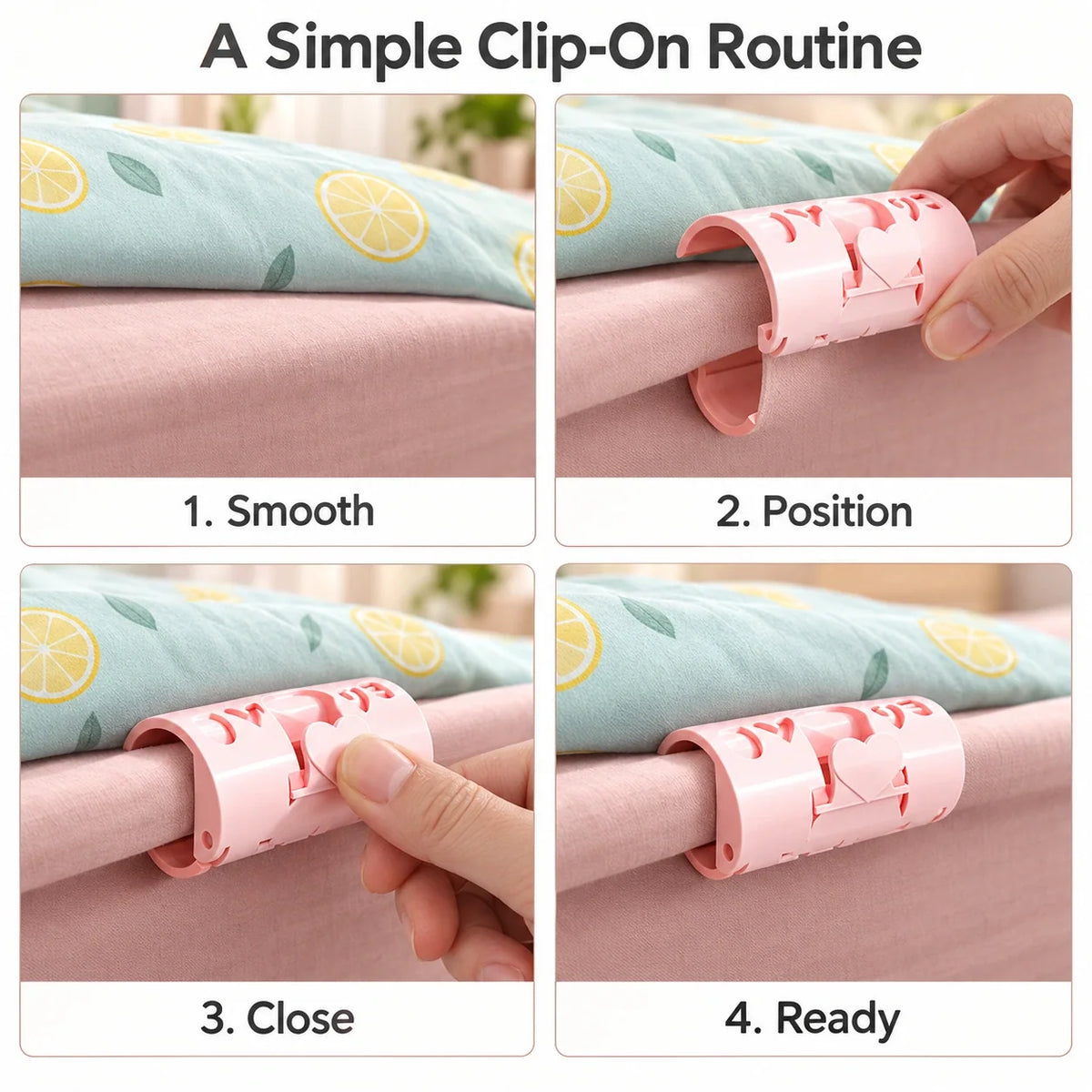 Adjustable Bed Sheet Clips — Heart-Lock Grippers to Help Keep Sheets in Place