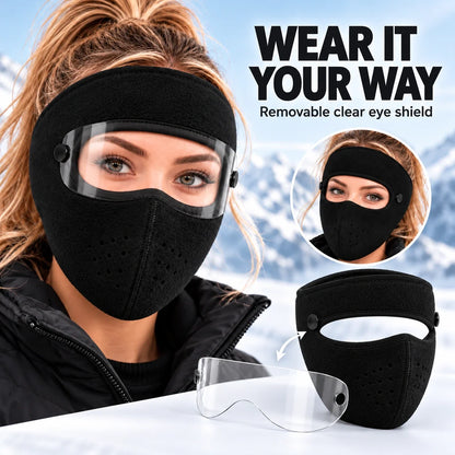 Winter Thermal Fleece Face Mask 2 Pack – Windproof Full Face Cover with Detachable Goggles