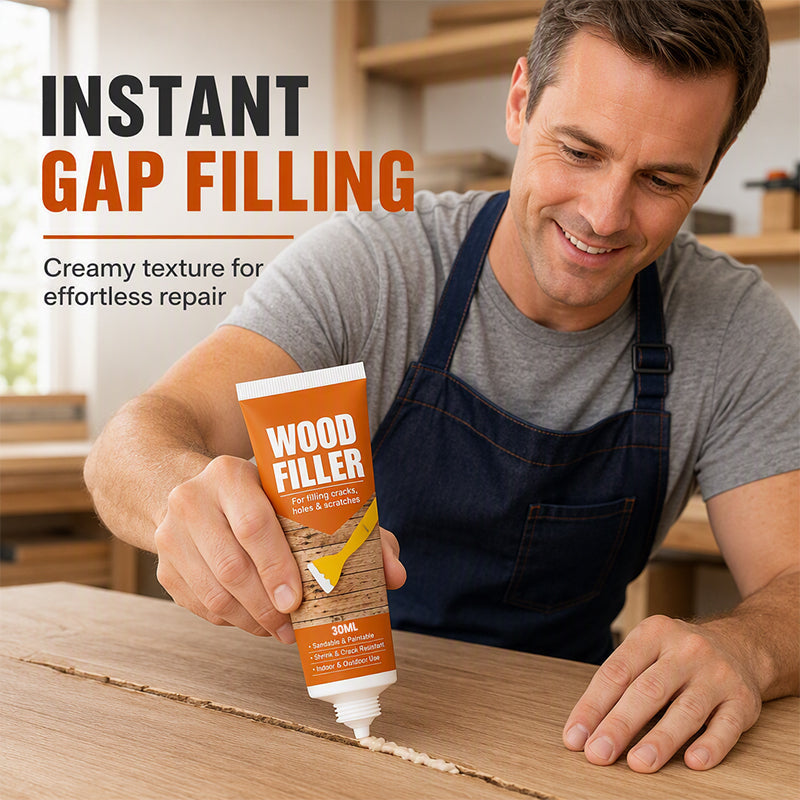 🔥 Fix Scratches & Holes in Seconds! Heavy-Duty Wood Filler Paste with Scraper Tool 🛠️🪵