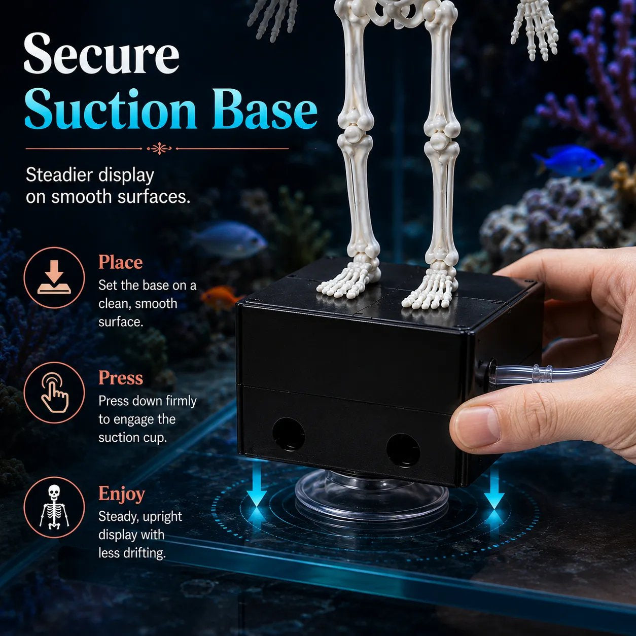🫧Dancing Skeleton Aquarium Bubbler | Spooky Tank Decor