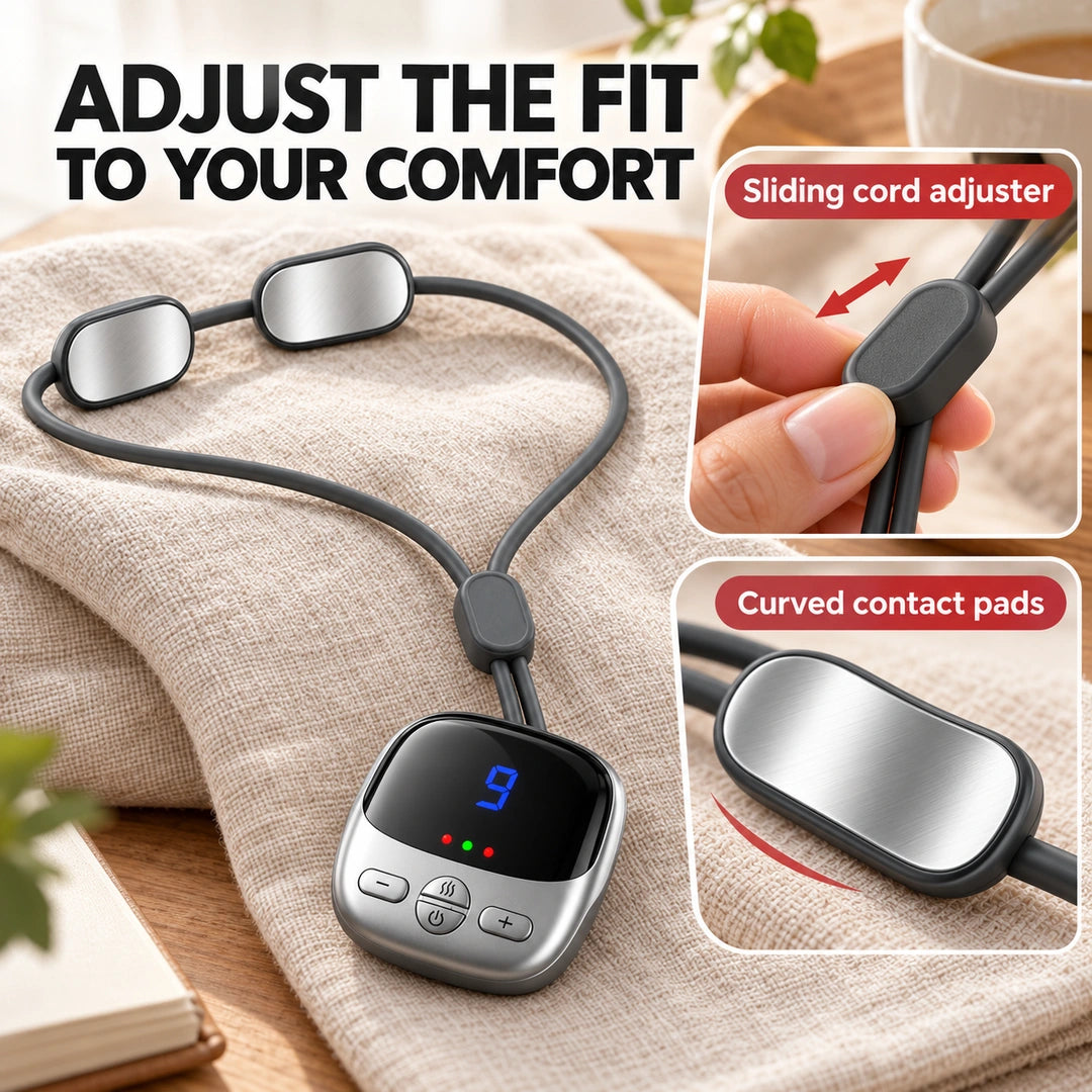 ✨ Wearable Pendant Neck Massager with Heat & Adjustable Pulse Settings