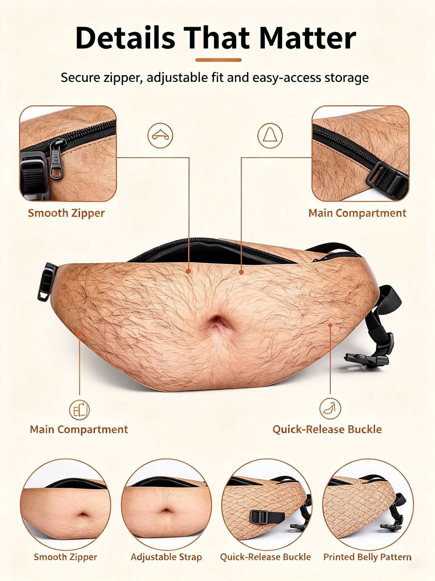 😂 Hilarious Fake Beer Belly Fanny Pack - The Ultimate Gag Gift & Prank Waist Bag 🍺
