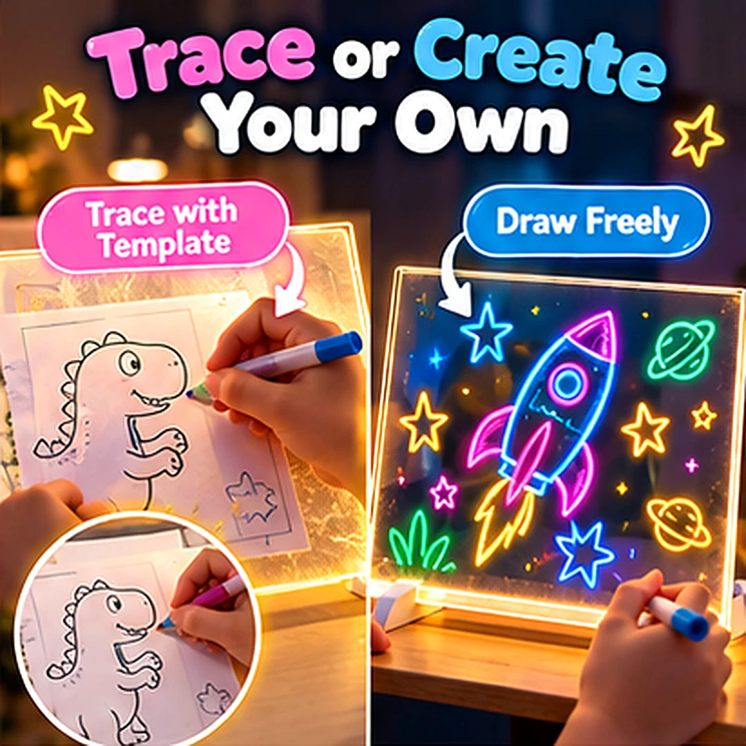🎨✨ Magic LED Drawing Board for Kids – Glow, Trace & Erase