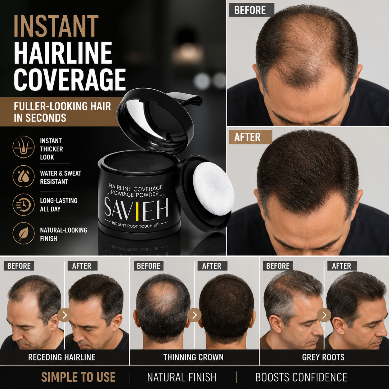 🔥 Hairline Powder ✨ Instantly Fuller Hair in Seconds! 💇‍♀️