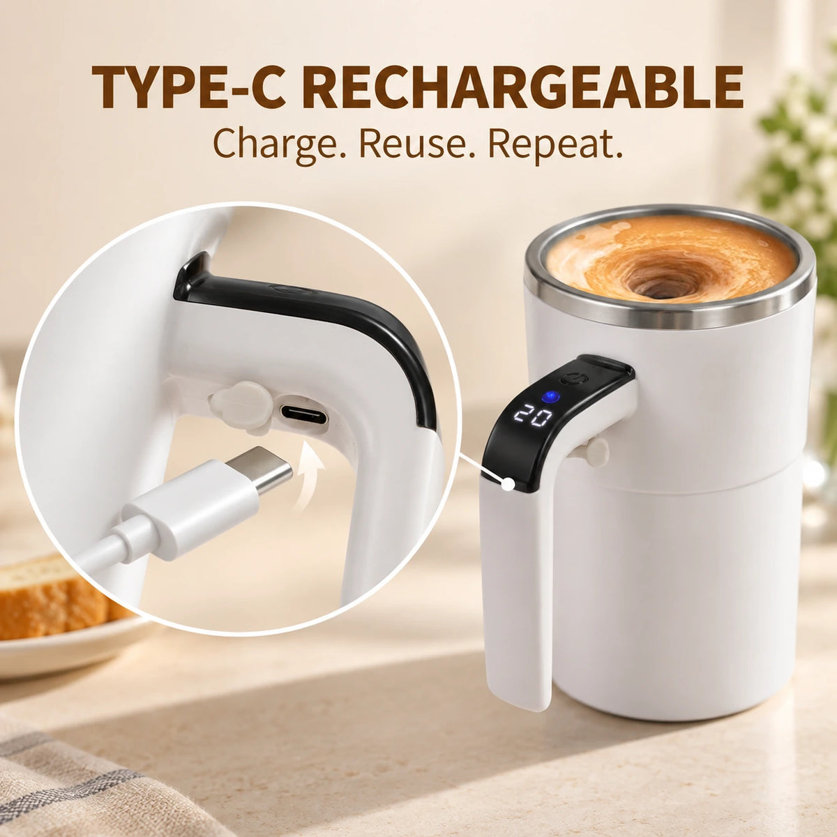 Rechargeable Self-Stirring Mug