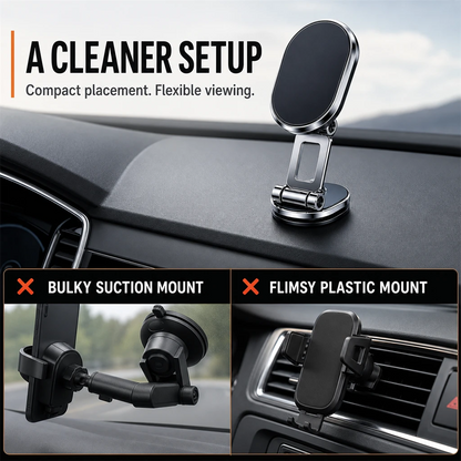 Foldable Magnetic Car Phone Mount | 6 N52 Magnets