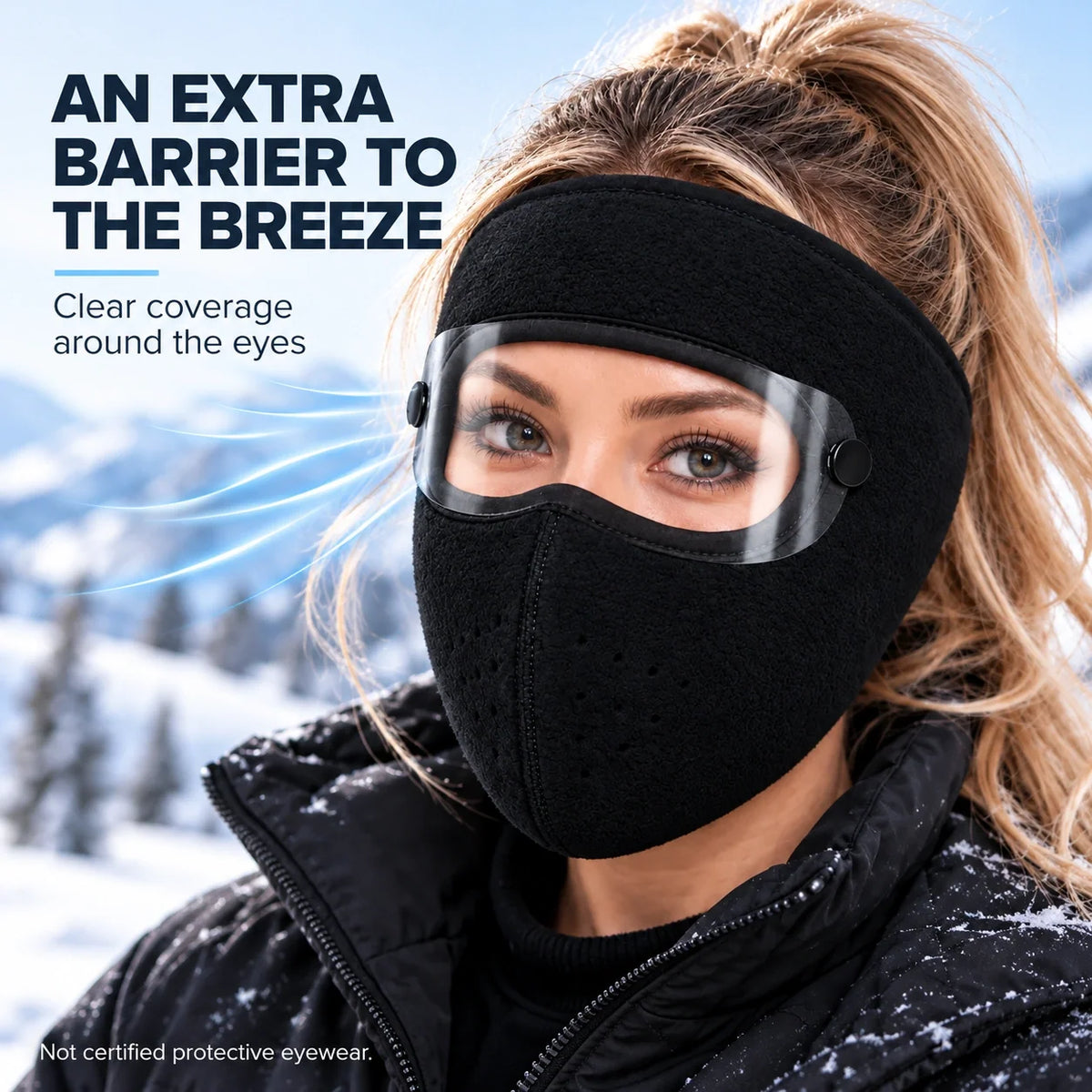Winter Thermal Fleece Face Mask 2 Pack – Windproof Full Face Cover with Detachable Goggles