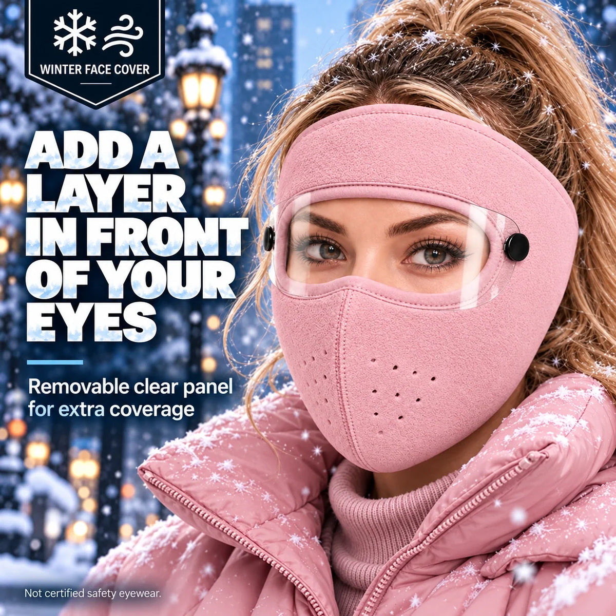 Winter Thermal Fleece Face Mask 2 Pack – Windproof Full Face Cover with Detachable Goggles