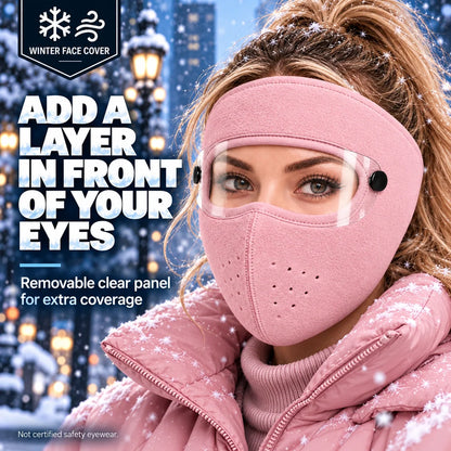 Winter Thermal Fleece Face Mask 2 Pack – Windproof Full Face Cover with Detachable Goggles
