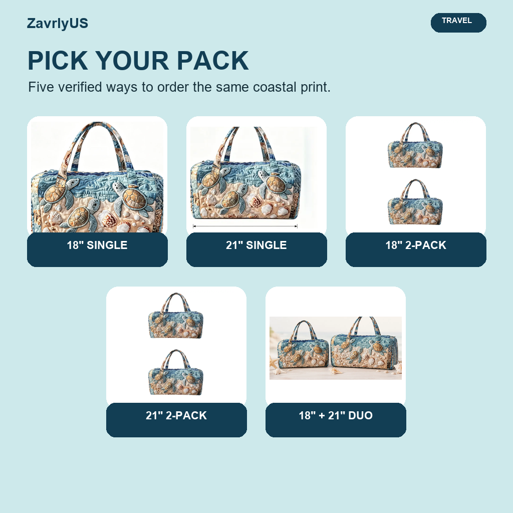 Quilted Sea Turtle Travel Bag