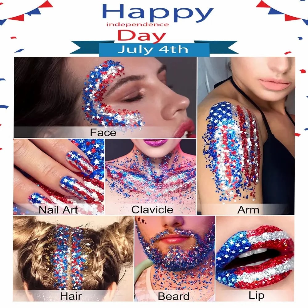 🦅4th of July Glitter Stick✨🔔Red, White & Blue Body & Hair Sparkle🔔