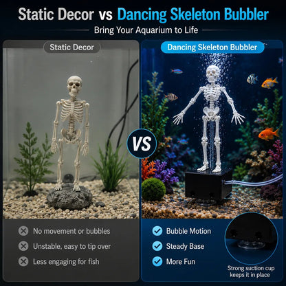 🫧Dancing Skeleton Aquarium Bubbler | Spooky Tank Decor