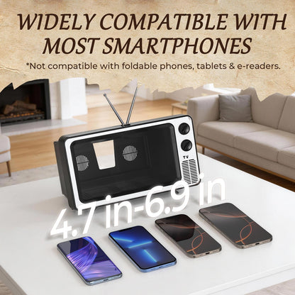 📺 Retro TV Phone Screen Magnifier – 12" Foldable 2–3X Enlarged Hands-Free Viewing Screen