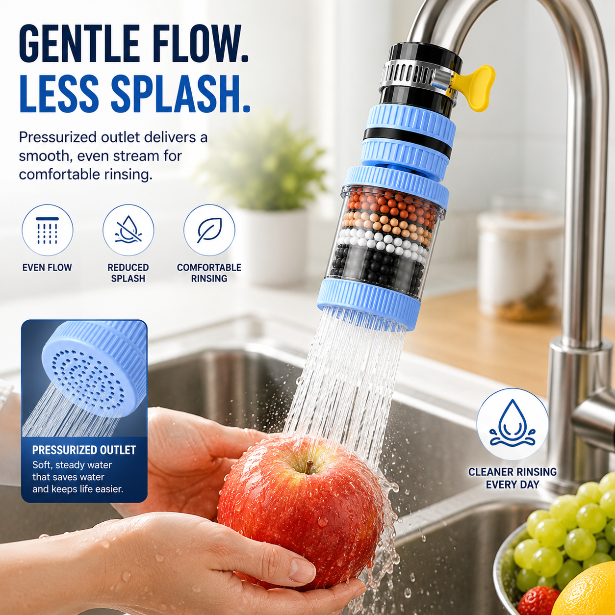 360° Rotating Faucet Water Filter (10 Extra Filters Included) – Anti-Splash Tap Purifier