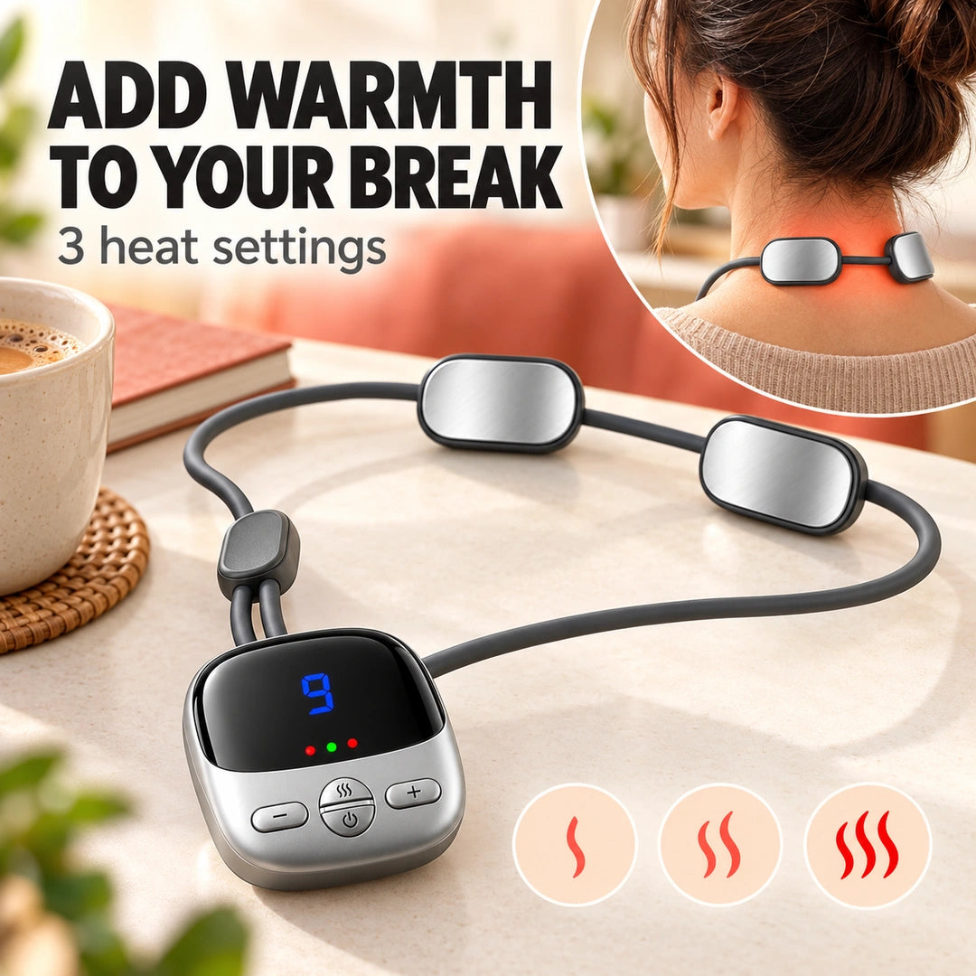 ✨ Wearable Pendant Neck Massager with Heat & Adjustable Pulse Settings