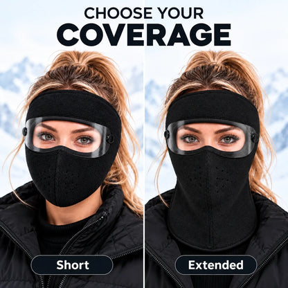 Winter Thermal Fleece Face Mask 2 Pack – Windproof Full Face Cover with Detachable Goggles
