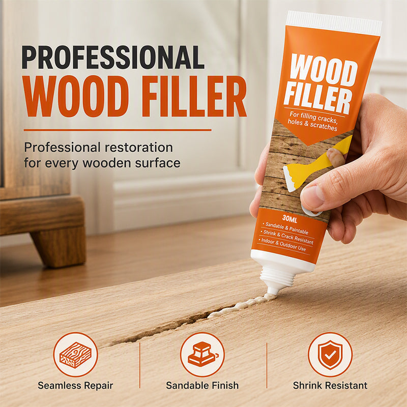 🔥 Fix Scratches & Holes in Seconds! Heavy-Duty Wood Filler Paste with Scraper Tool 🛠️🪵