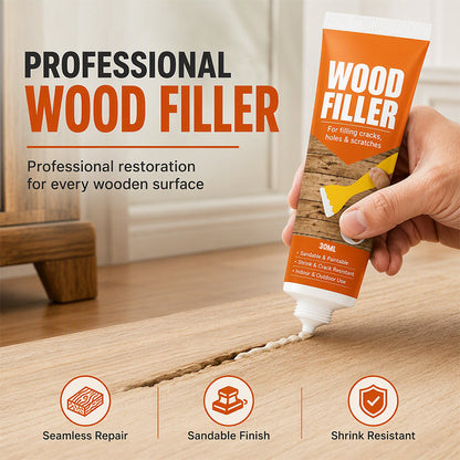 🔥 Fix Scratches & Holes in Seconds! Heavy-Duty Wood Filler Paste with Scraper Tool 🛠️🪵