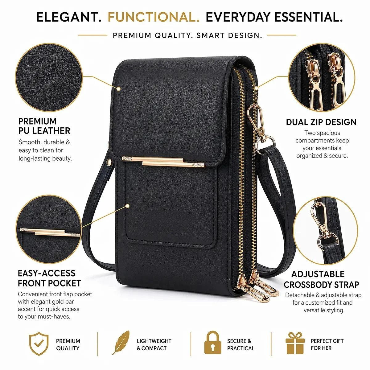 Women’s Touchscreen Crossbody Phone Bag | Hands-Free Purse