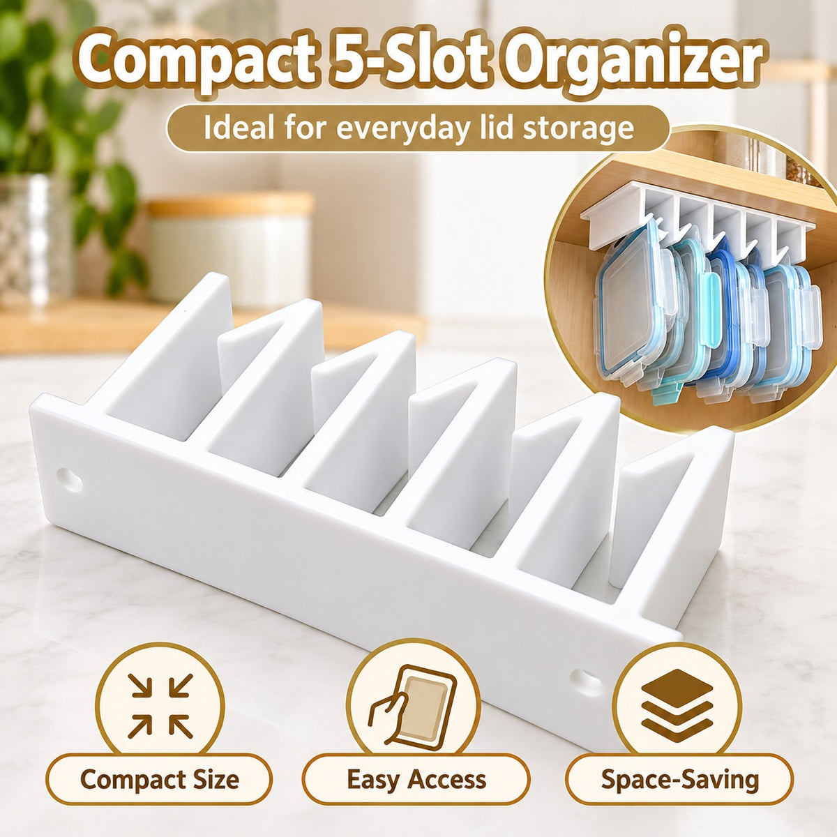 ✨ Under-Shelf Lid Organizer – Save Cabinet Space & Keep Kitchen Lids Neatly Organized 🏡