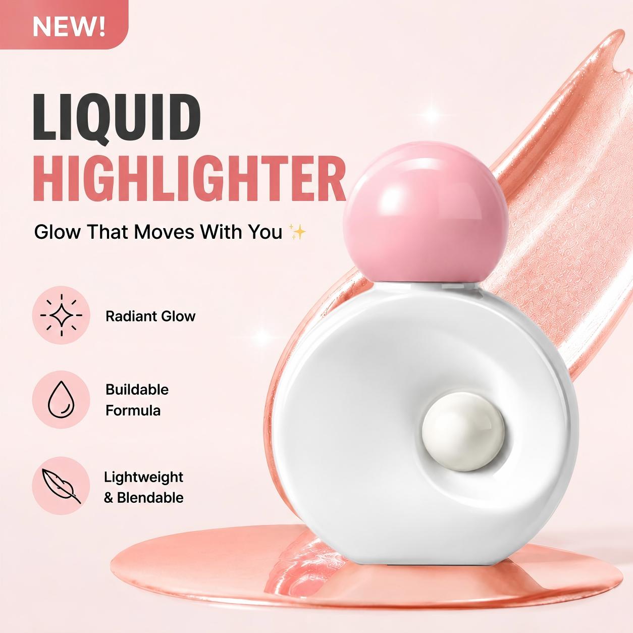 ✨Liquid Glass Skin Highlighter - Pearlescent Dewy Glow Illuminator